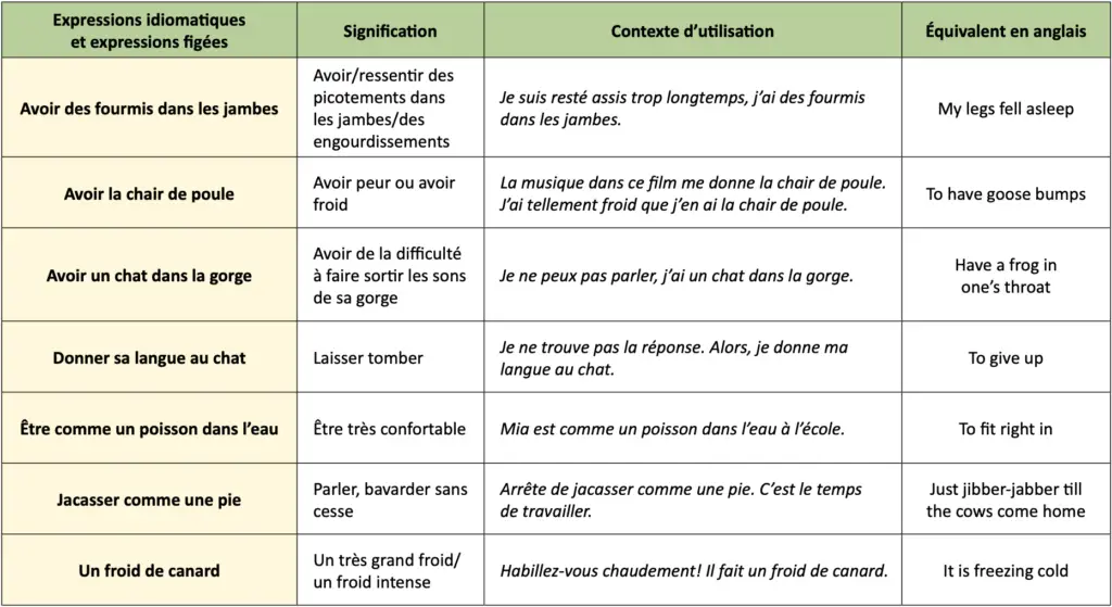 French Expressions Idiomatiques